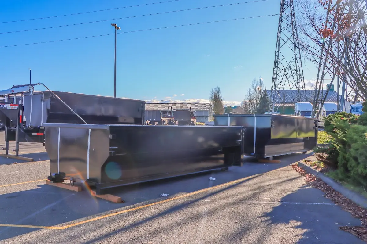 Roll-off dumpster ready for waste disposal at job site for 6 Yard Dumpster Rental in Miami Springs